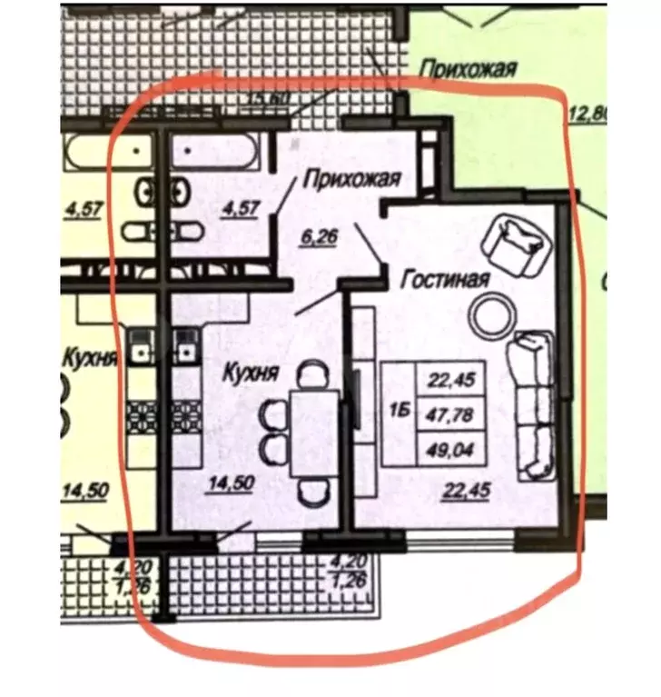 1-к кв. Краснодарский край, Краснодар проезд Репина, 3/1к3 (49.0 м) - Фото 2