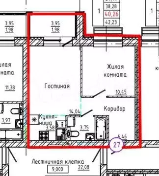 2-к. квартира, 42 м, 4/9 эт. - Фото 0