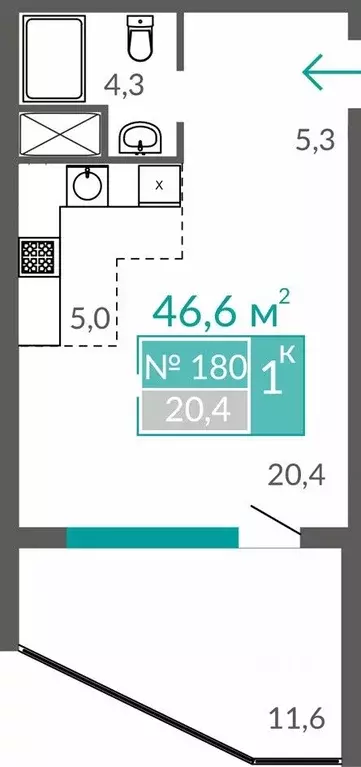 Студия Крым, Евпатория ул. Симферопольская, 2Х (46.6 м) - Фото 0