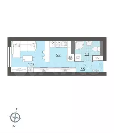 Квартира-студия, 24,8 м, 25/32 эт. - Фото 0