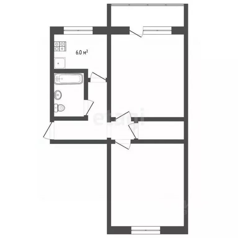 2-к кв. Тюменская область, Тюмень Холодильная ул., 57А (46.4 м) - Фото 2