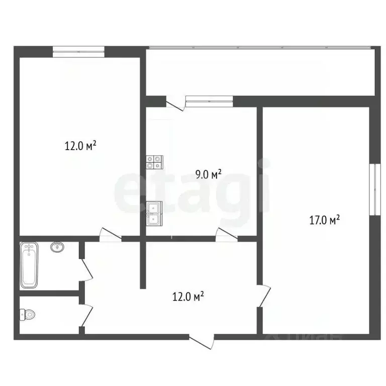 2-к кв. Псковская область, Псков Ипподромная ул., 116 (53.9 м) - Фото 2