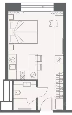 1-к кв. Санкт-Петербург Камышовая ул., 25 (27.16 м) - Фото 0