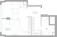 Квартира-студия: Москва, Кутузовский проезд, 16А/1 (46.2 м) - Фото 1