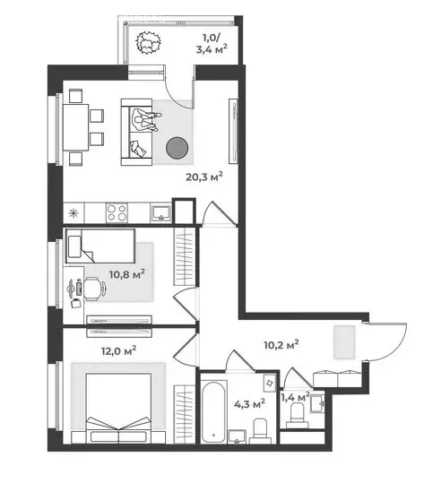 2-комнатная квартира: Тверь, 2-я улица Красина, 64 (60 м) - Фото 0