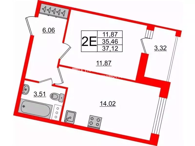 1-к кв. Санкт-Петербург Невская Губа тер.,  (38.0 м) - Фото 1