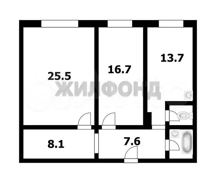 2-к. квартира, 76,5 м, 1/10 эт. - Фото 0