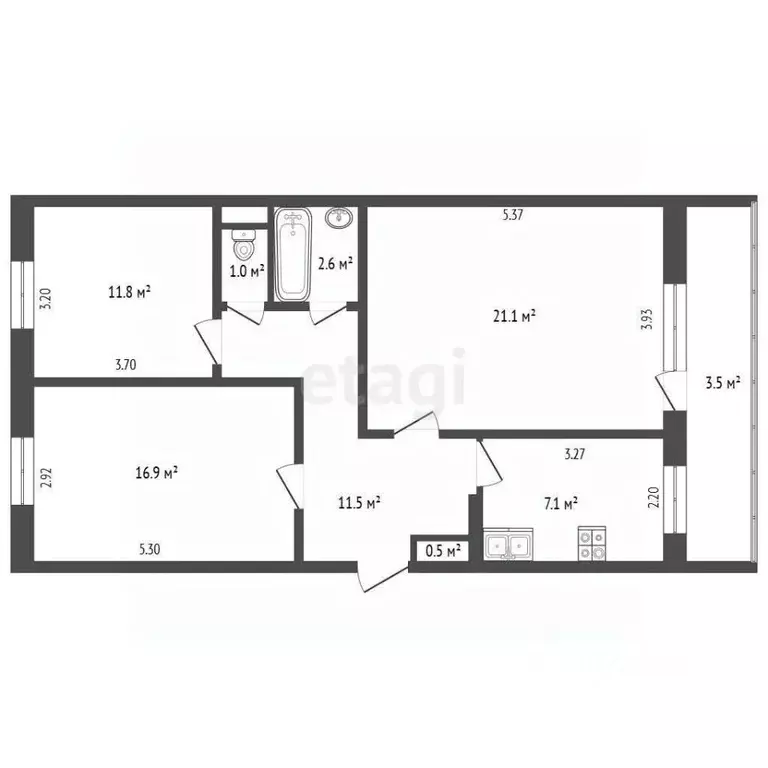 3-к кв. Татарстан, Альметьевск ул. Тельмана, 41 (72.5 м) - Фото 1