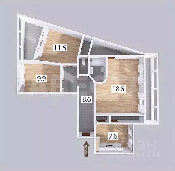 3-к кв. Омская область, Омск Краснопресненская ул., 5 (70.5 м) - Фото 1