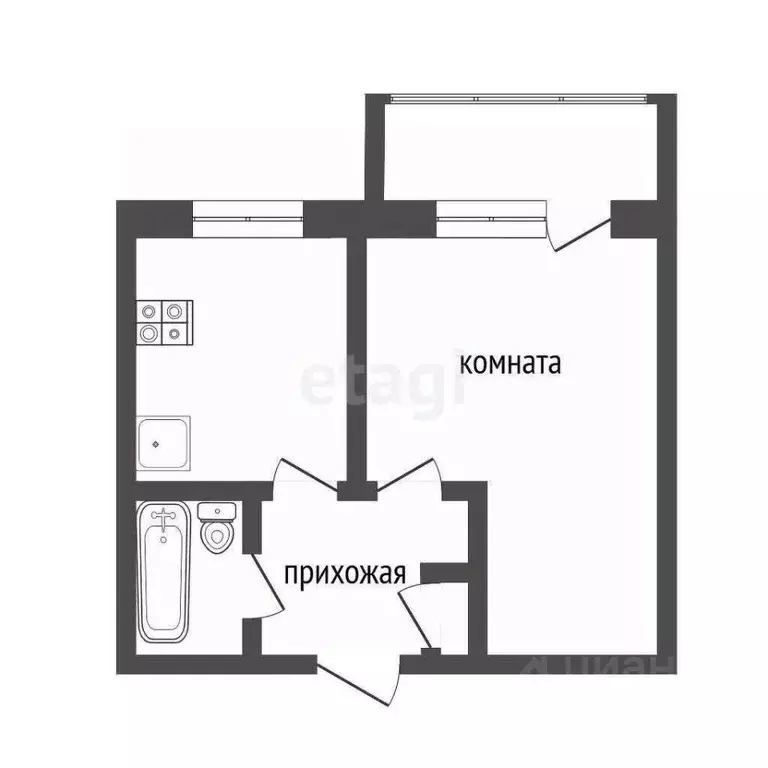 1-к кв. Челябинская область, Челябинск Вязовая ул., 31 (22.1 м) - Фото 1