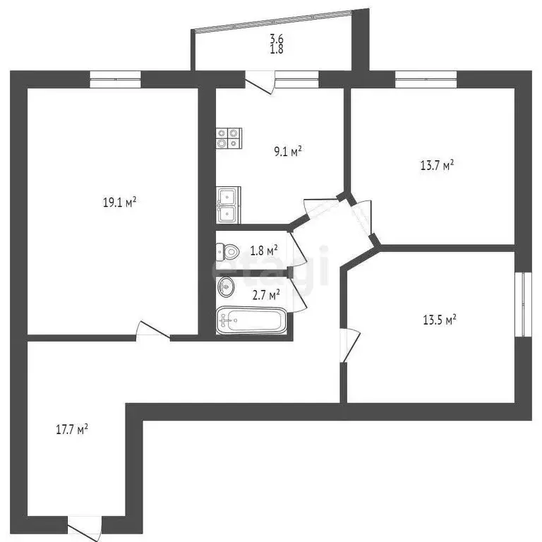3-комнатная квартира: Саранск, Кочкуровская улица, 3 (81.4 м) - Фото 0