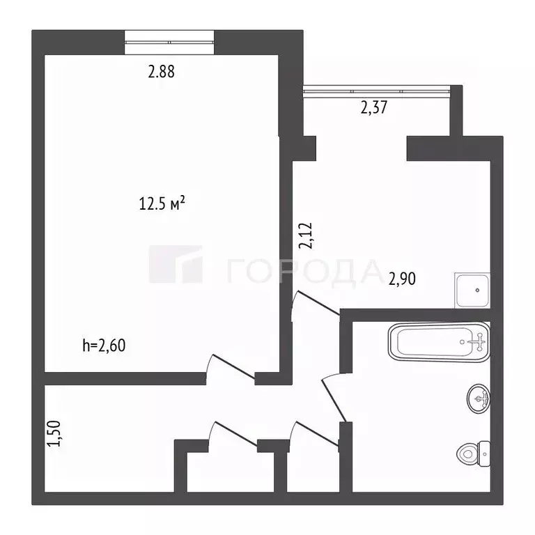 1-к кв. Кемеровская область, Новокузнецк ул. Тольятти, 1 (28.4 м) - Фото 2