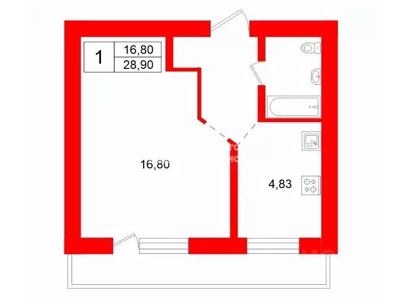 1-к кв. Санкт-Петербург Кузнецовская ул., 10А (28.9 м) - Фото 2