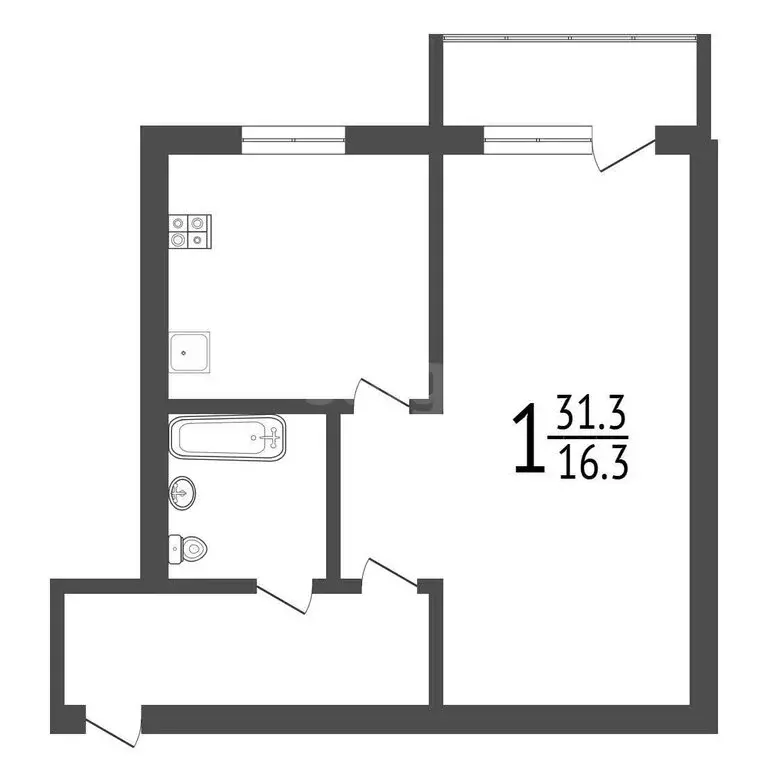 1-комнатная квартира: Тула, улица Металлургов, 92 (31 м) - Фото 1