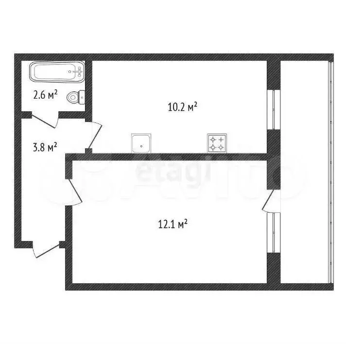 1-к. квартира, 31,1 м, 2/3 эт. - Фото 0