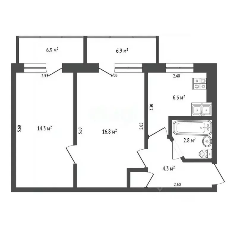 2-к кв. Крым, Феодосия ш. Симферопольское, 31Б (45.1 м) - Фото 2