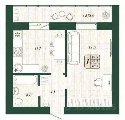 1-к кв. Самарская область, Волжский район, Смышляевка городское ... - Фото 1