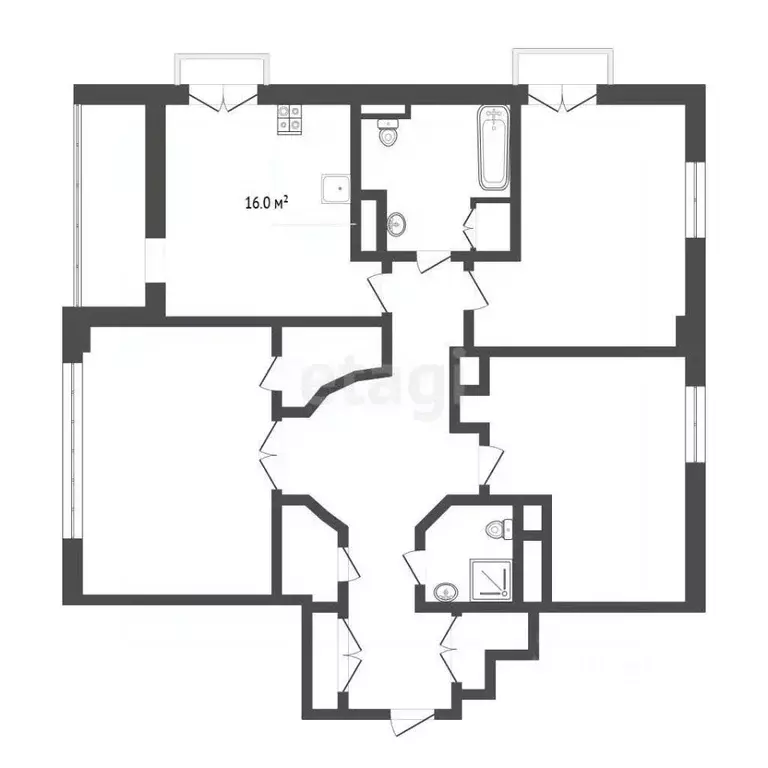 3-к кв. Тюменская область, Тюмень ул. Максима Горького, 68к3 (104.9 м) - Фото 2