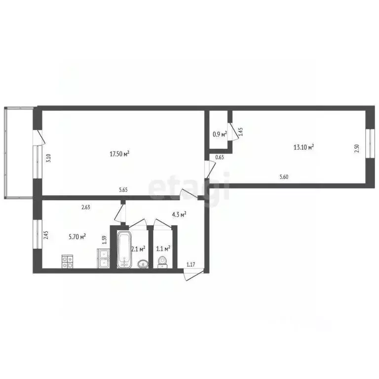 2-к кв. Смоленская область, Смоленск ул. Румянцева, 2/54 (50.6 м) - Фото 0