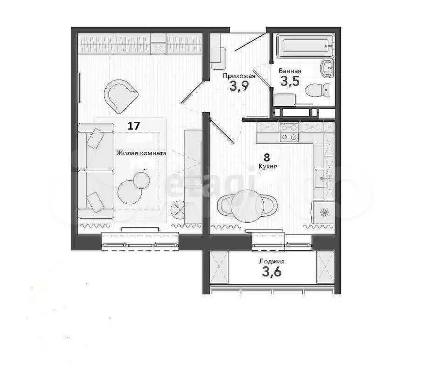 1-к. квартира, 32 м, 5/6 эт. - Фото 0
