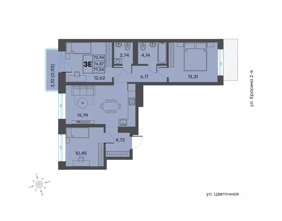 3-к кв. Тверская область, Тверь ул. 2-я Красина, 64 (74.87 м) - Фото 0