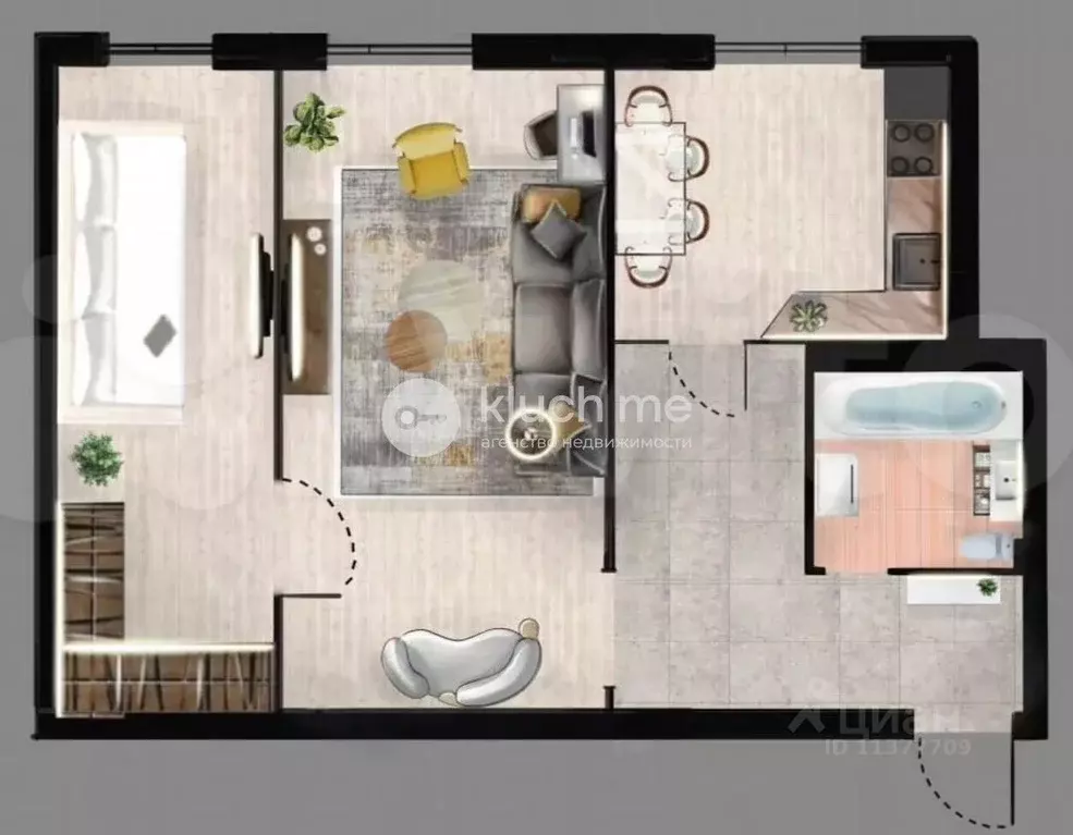 2-к кв. Татарстан, Казань ул. Гагарина, 48 (45.0 м) - Фото 2