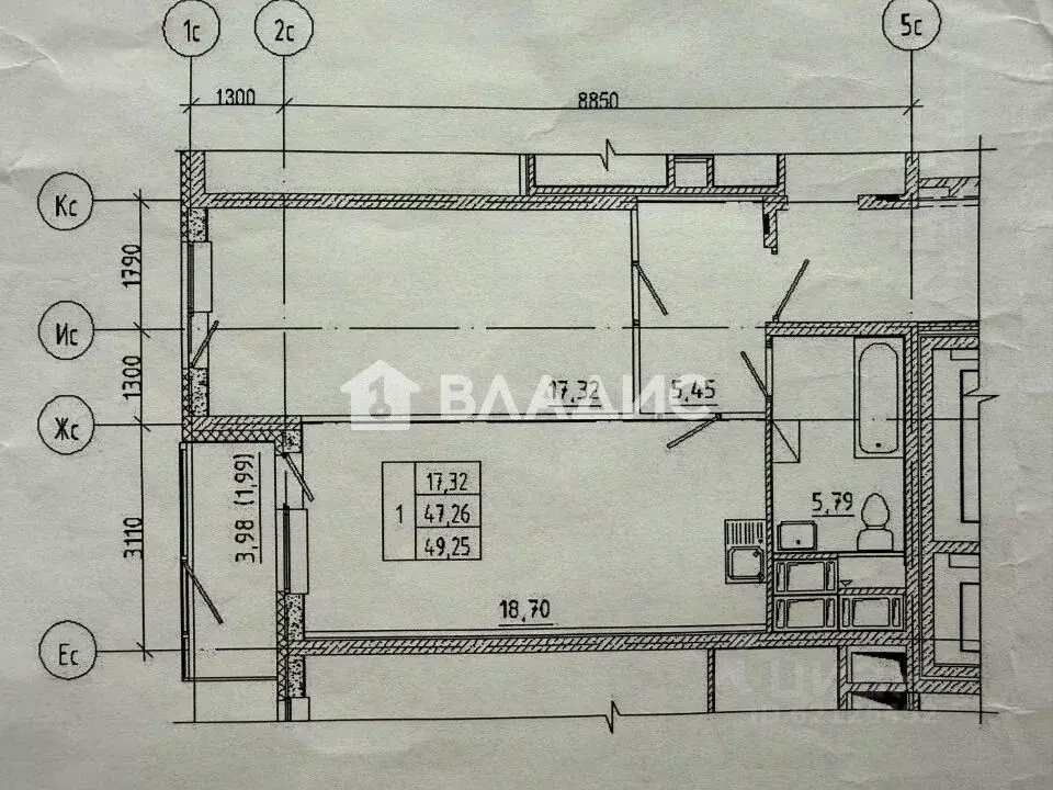 1-к кв. Санкт-Петербург ш. Суздальское, 20к4 (46.9 м) - Фото 2