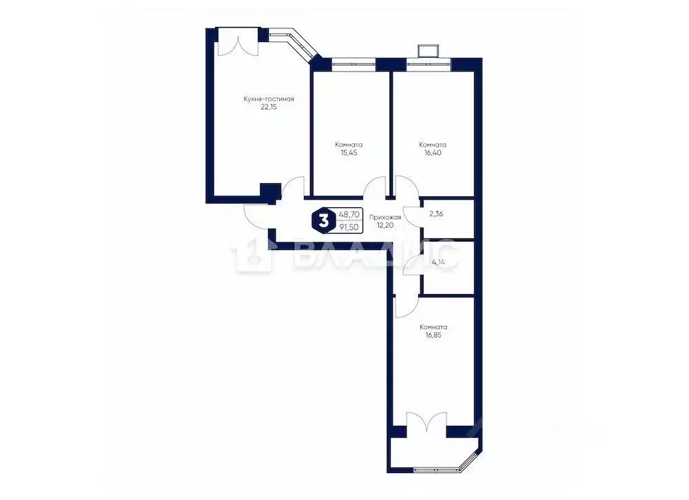 3-к кв. Московская область, Дмитровский муниципальный округ, с. ... - Фото 2