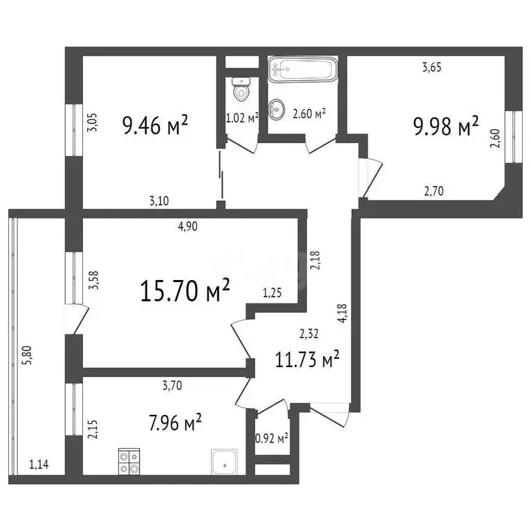 3-комнатная квартира: Ульяновск, улица Аблукова, 12 (68.7 м) - Фото 1