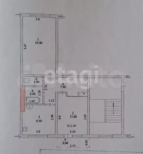 2-к. квартира, 49,1 м, 5/5 эт. - Фото 0