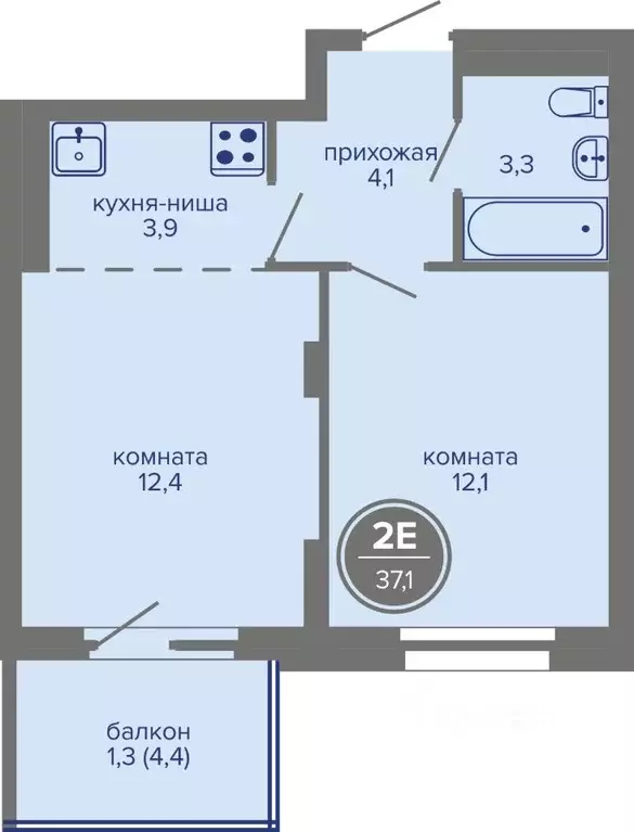 2-к кв. Пермский край, Пермь ш. Космонавтов (37.1 м) - Фото 1