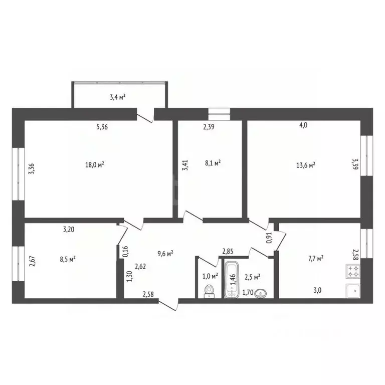 4-к кв. Башкортостан, Уфа Минская ул., 58 (72.5 м) - Фото 1