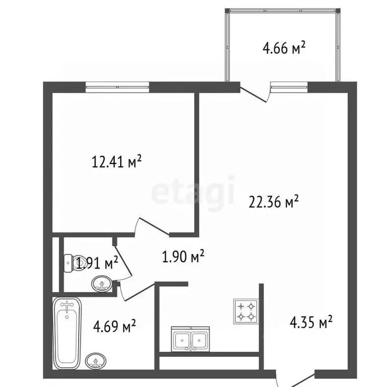 1-к кв. Санкт-Петербург наб. Черной речки, 35 (47.7 м) - Фото 2