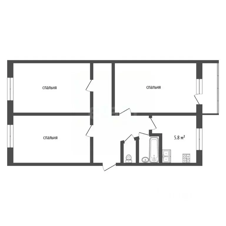 3-к кв. Тюменская область, Тюмень ул. 50 лет ВЛКСМ, 105 (59.9 м) - Фото 1