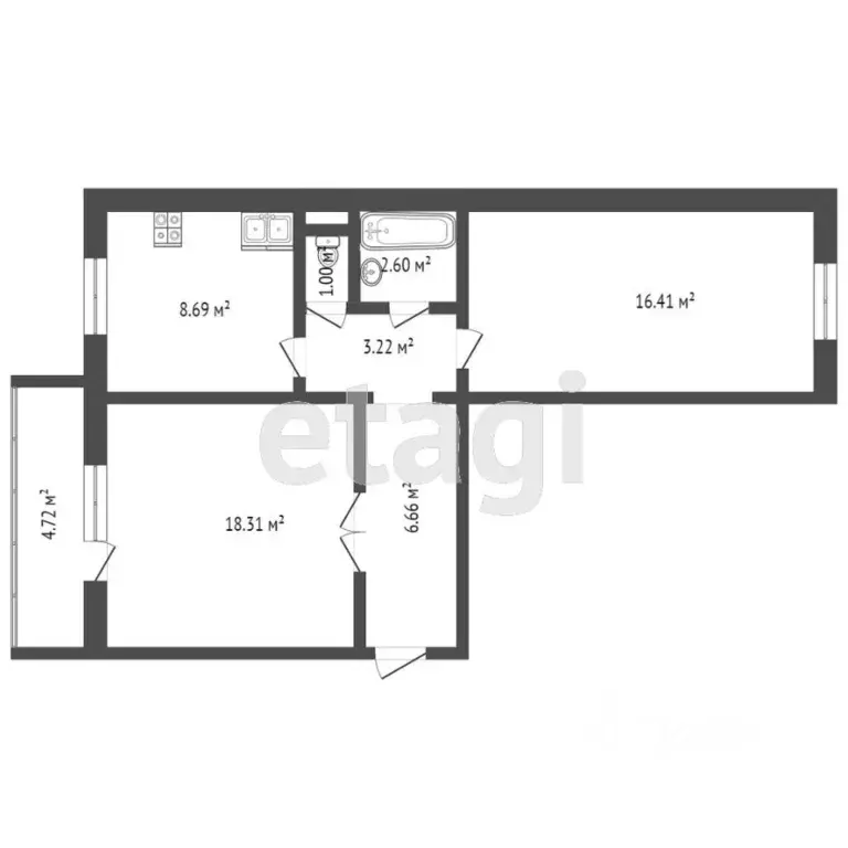 2-к кв. Челябинская область, Челябинск Комсомольский просп., 132 (53.7 ... - Фото 1