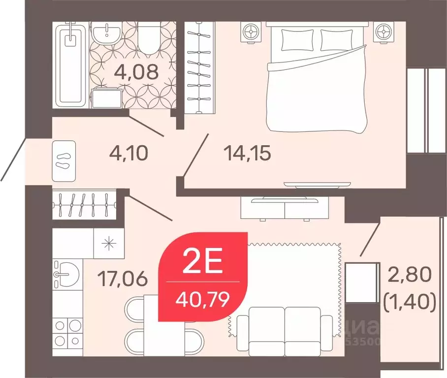 1-к кв. Забайкальский край, Чита Романовский мкр, 32 (40.79 м) - Фото 0