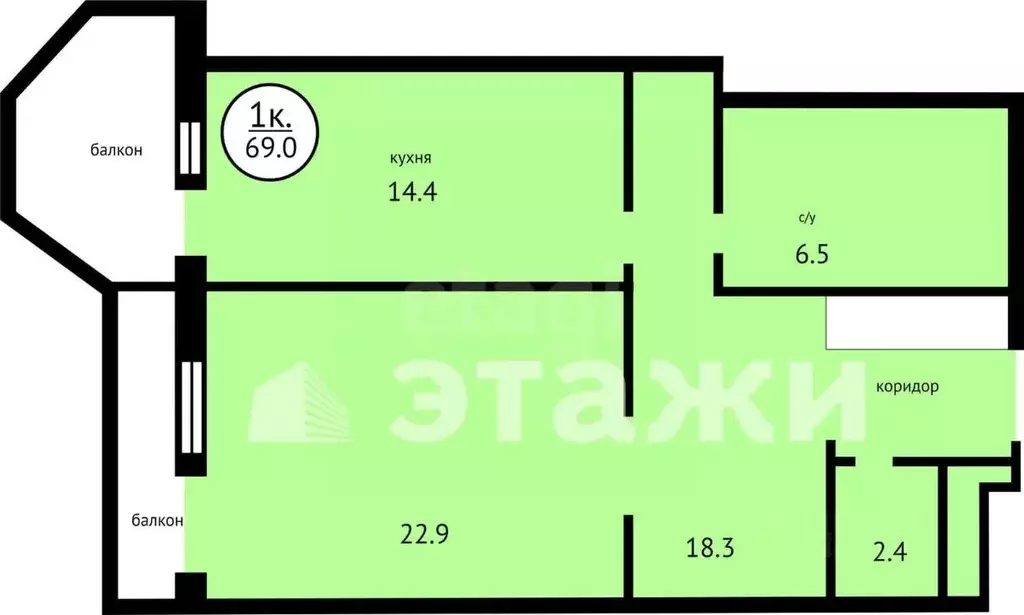 1-к кв. Сахалинская область, Южно-Сахалинск Автомобильная ул., 18Б ... - Фото 2