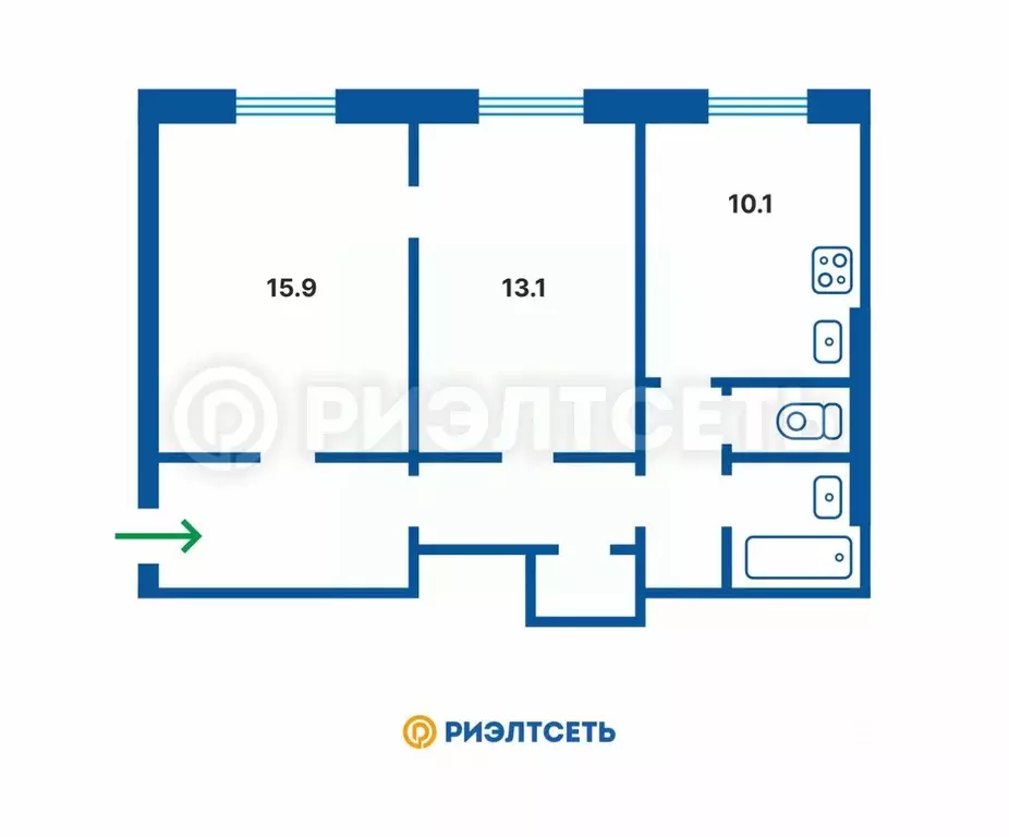 2-к кв. Мурманская область, Мурманск ул. Шмидта, 21 (57.0 м) - Фото 1