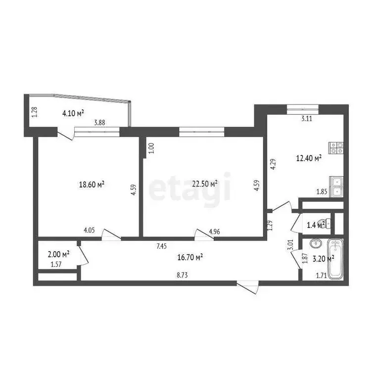 2-комнатная квартира: деревня Сытьково, улица Микрорайон, 50 (77 м) - Фото 0