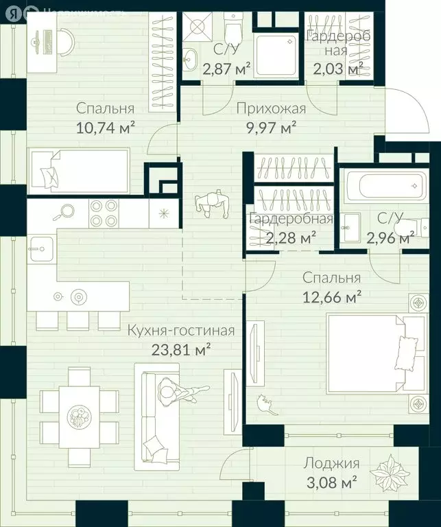 2-комнатная квартира: Уфа, жилой район Глумилино, жилой комплекс Урман ... - Фото 1