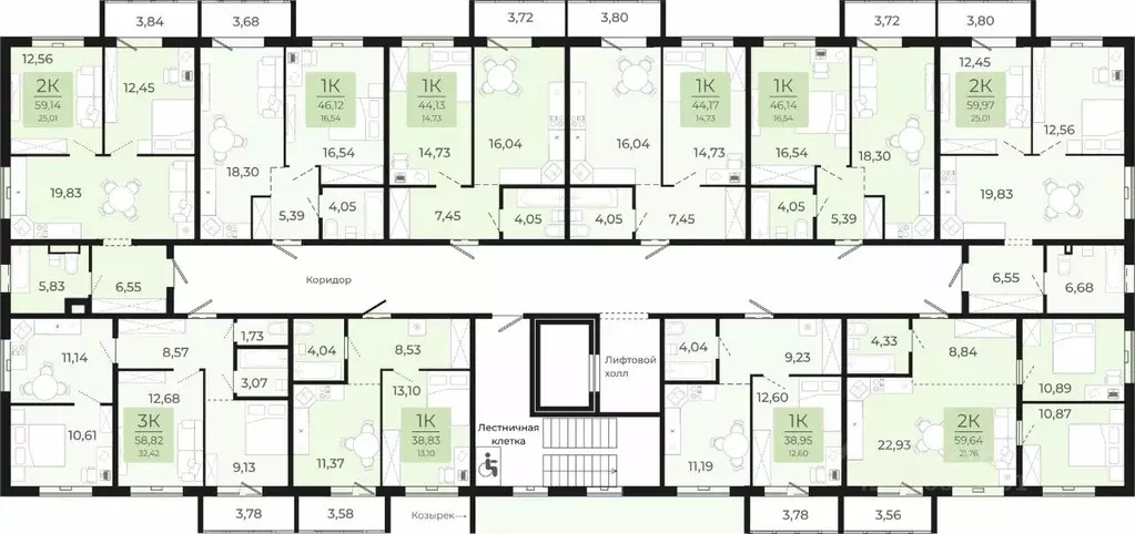 2-к кв. Новосибирская область, Обь ул. Калинина, 1 (59.97 м) - Фото 1