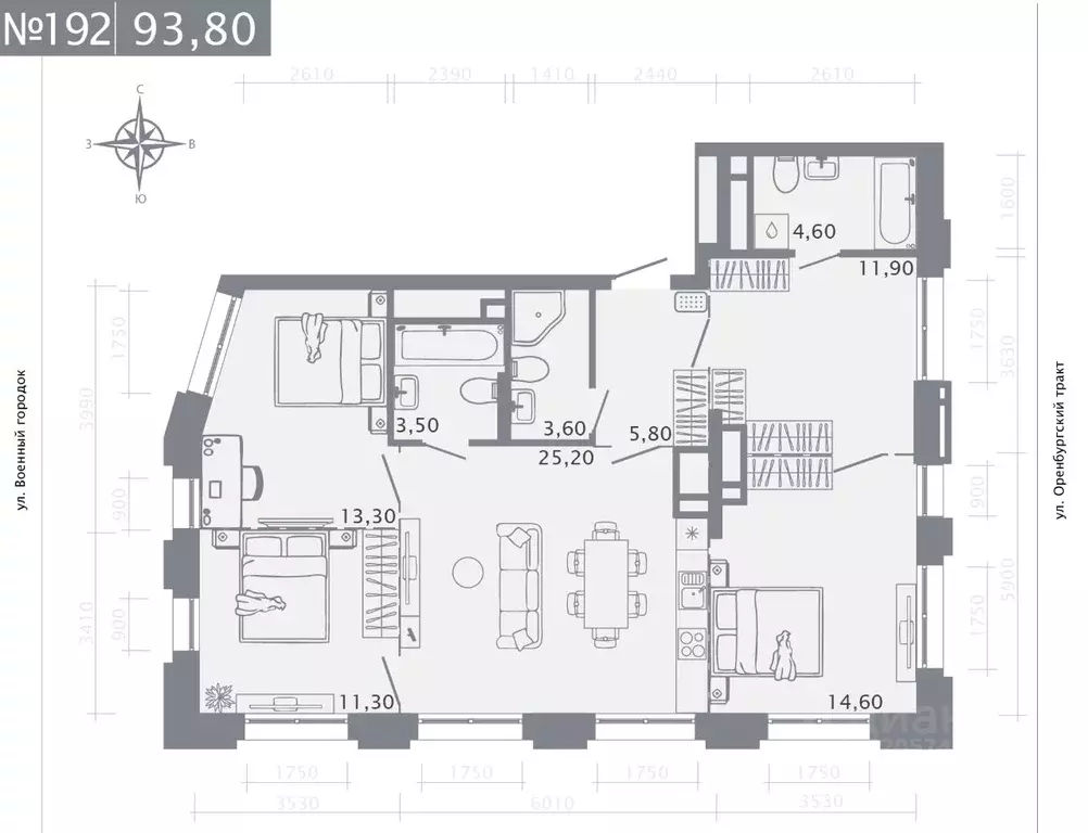 3-к кв. Татарстан, Казань ул. Шишкина (93.8 м) - Фото 1