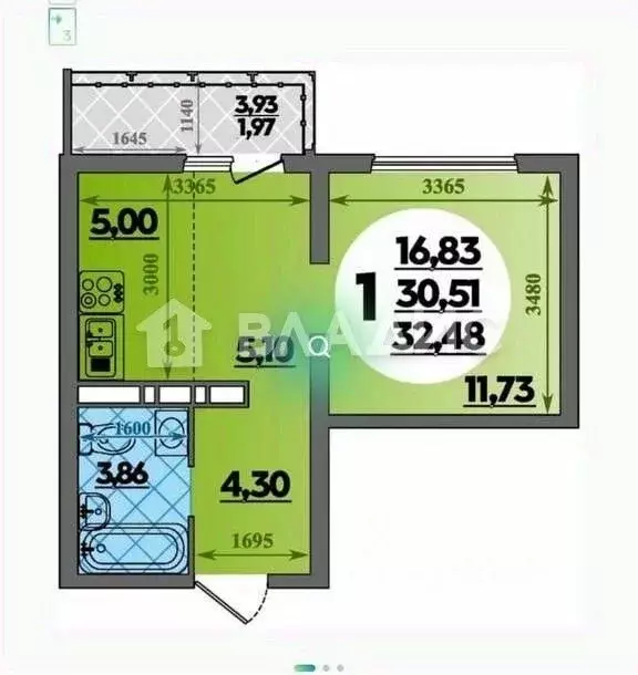1-к кв. Краснодарский край, Новороссийск ул. Имени Владимира Бута, ... - Фото 2