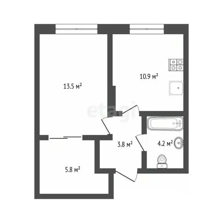 1-к кв. Тюменская область, Тюмень Новгородская ул., 22 (39.0 м) - Фото 2