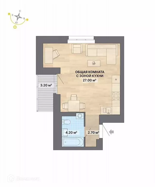 Продаётся квартира-студия, 37.1 м - Фото 1