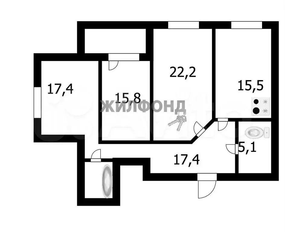 3-к. квартира, 96 м, 13/17 эт. - Фото 0