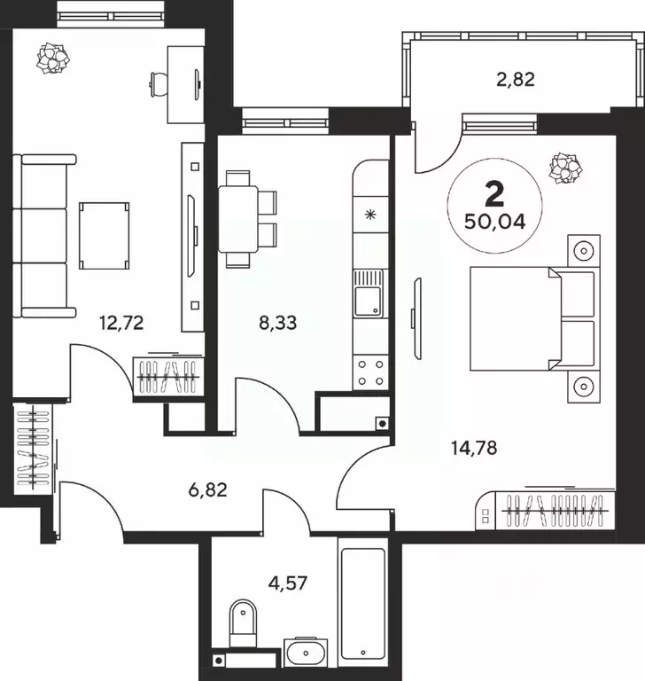 2-к кв. Ростовская область, Ростов-на-Дону ул. Нансена, 107/5 (49.97 ... - Фото 0