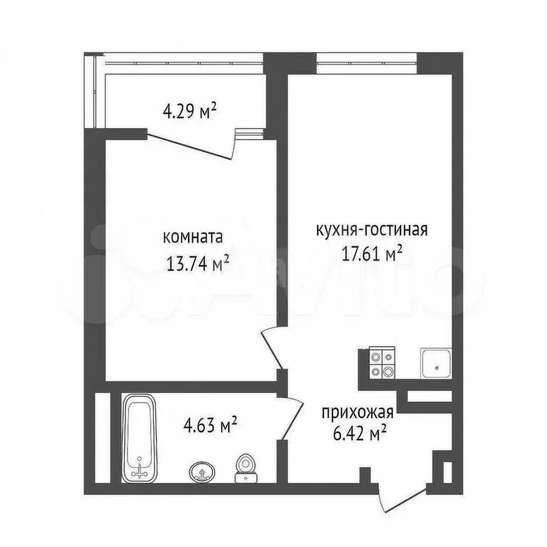 1-к. квартира, 46,7 м, 2/9 эт. - Фото 1