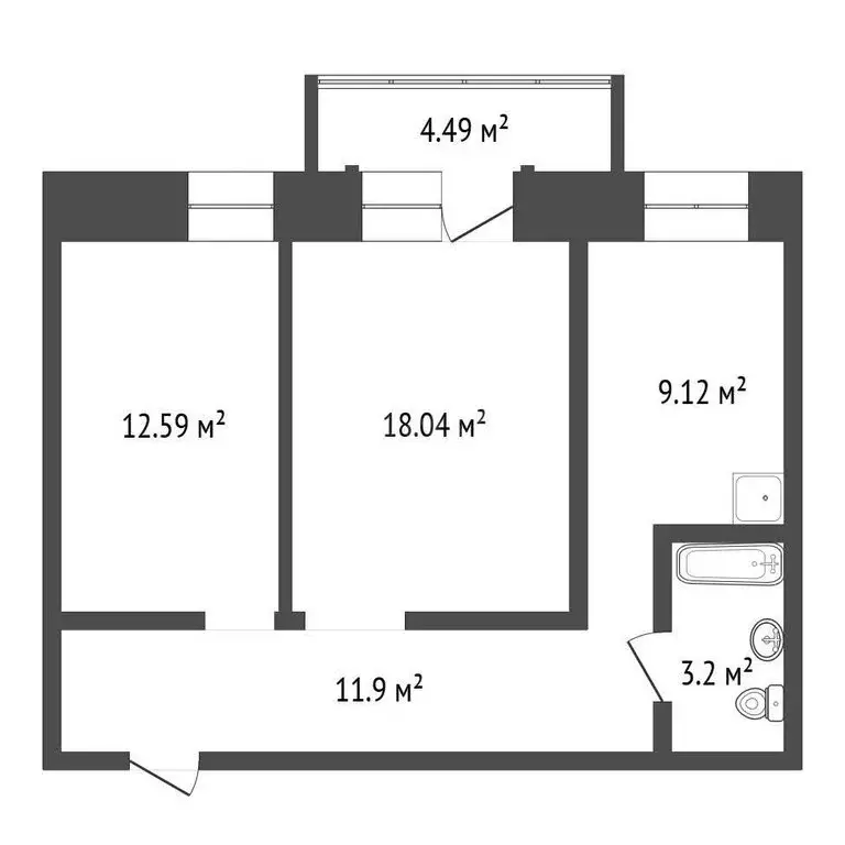 2-комнатная квартира: Красноярск, Соколовская улица, 60 (54.3 м) - Фото 1