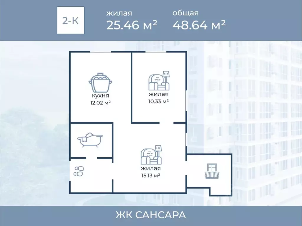 2-к кв. Волгоградская область, Волгоград ул. Имени Горишного, 98 ... - Фото 1